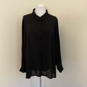 George Black Button Down Women's Tunic Blouse